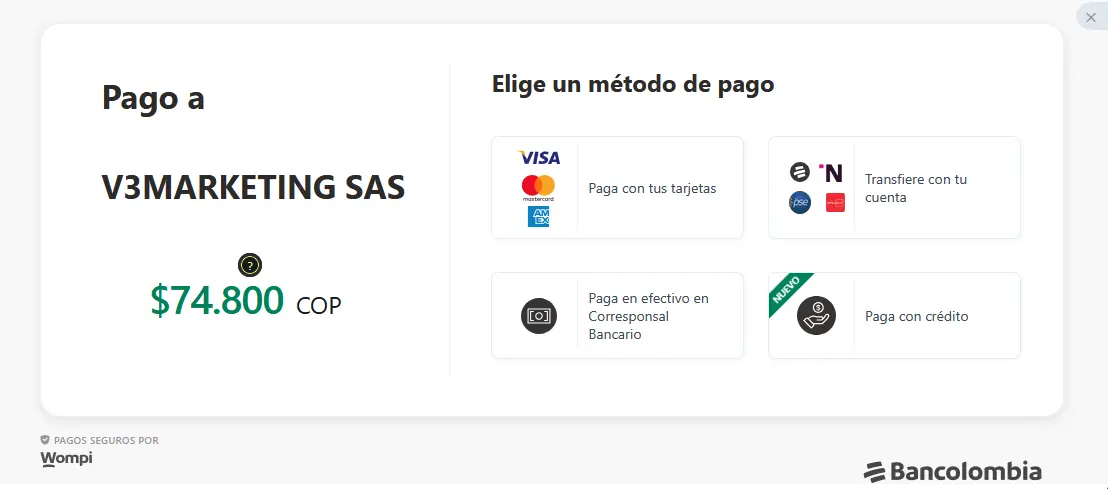 Botón pagar con crédito